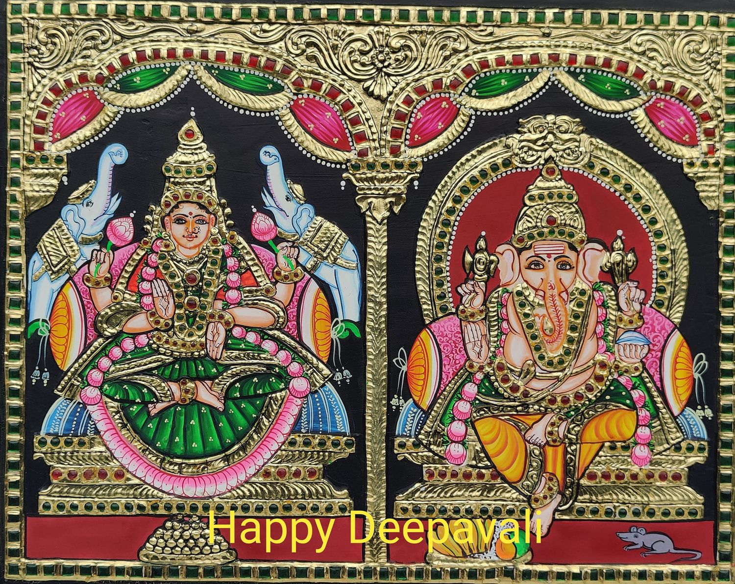 Lakshmi Ganesha Tanjore painting