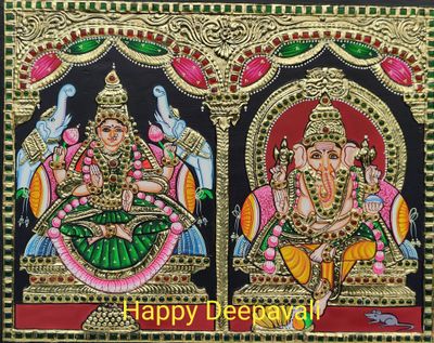 Lakshmi Ganesha Tanjore painting