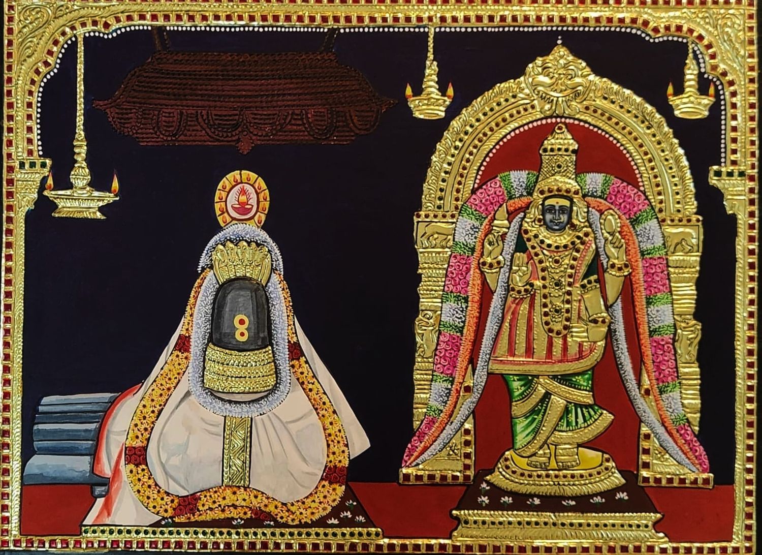 Vamsodhdharakar and Mangalambika- Perungalur Pudukkottai District Tanjore painting.