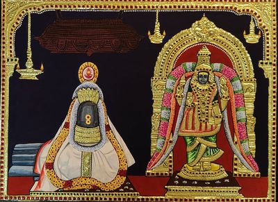 Vamsodhdharakar and Mangalambika- Perungalur Pudukkottai District Tanjore painting.