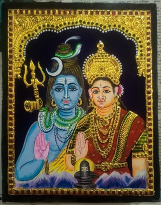 Shiva Parvathy Tanjore Painting