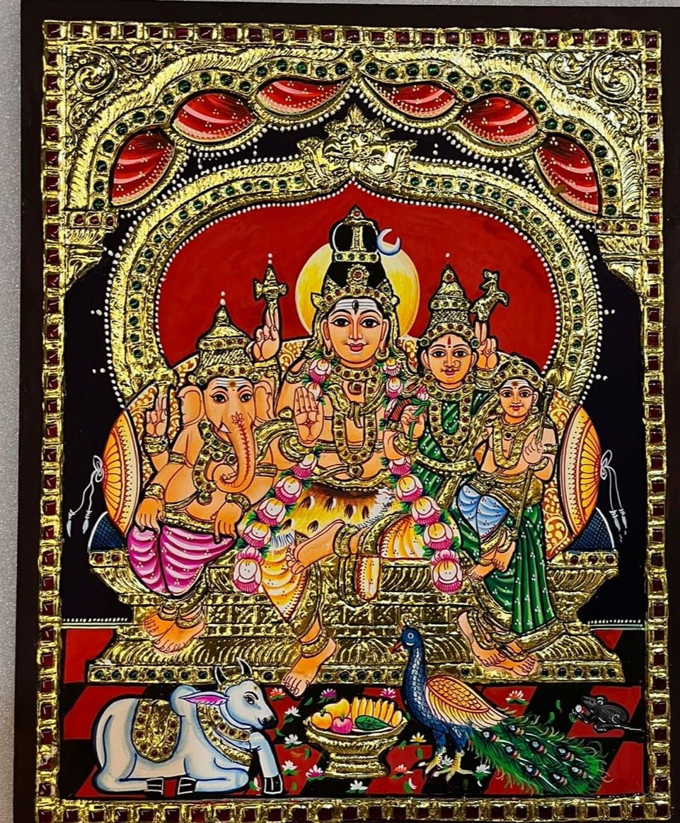 Shivan Family Tanjore painting