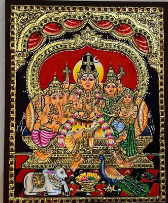 Shivan Family Tanjore painting