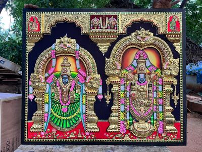 Tirupathi Perumal Thayar Tanjore painting
