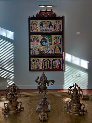 Panel Tanjore Painting - 3 panel with Gopuram
