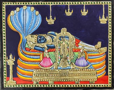 Srirangam Peumal Ranganathar Thanjavur Painting
