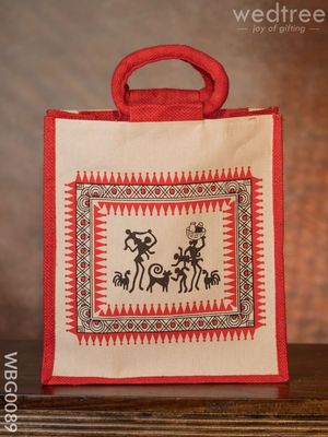 Canvas &amp; Jute bag with warli printed