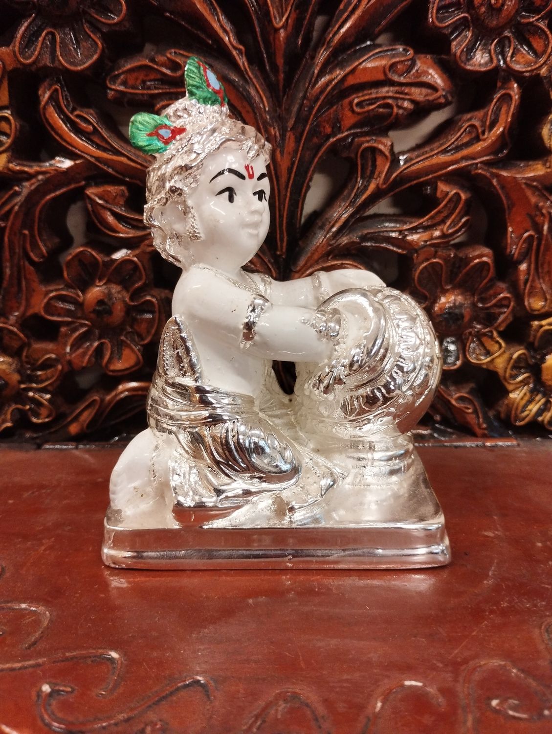 Silver with white butter krishana