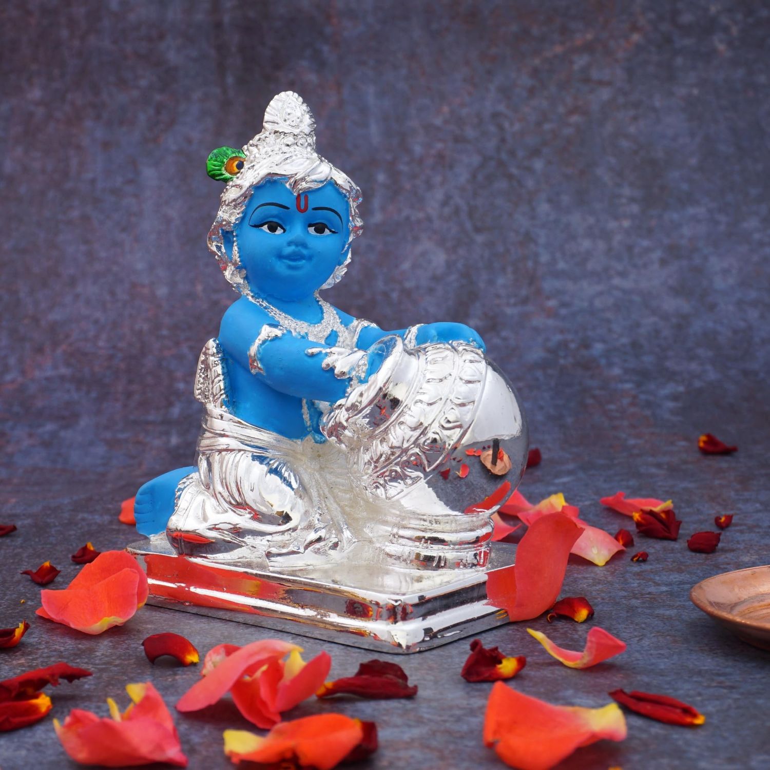 Silver with blue butter krishana (2)