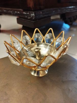Brass crystal diya-2