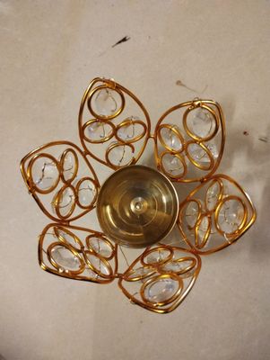 Brass crystal diya