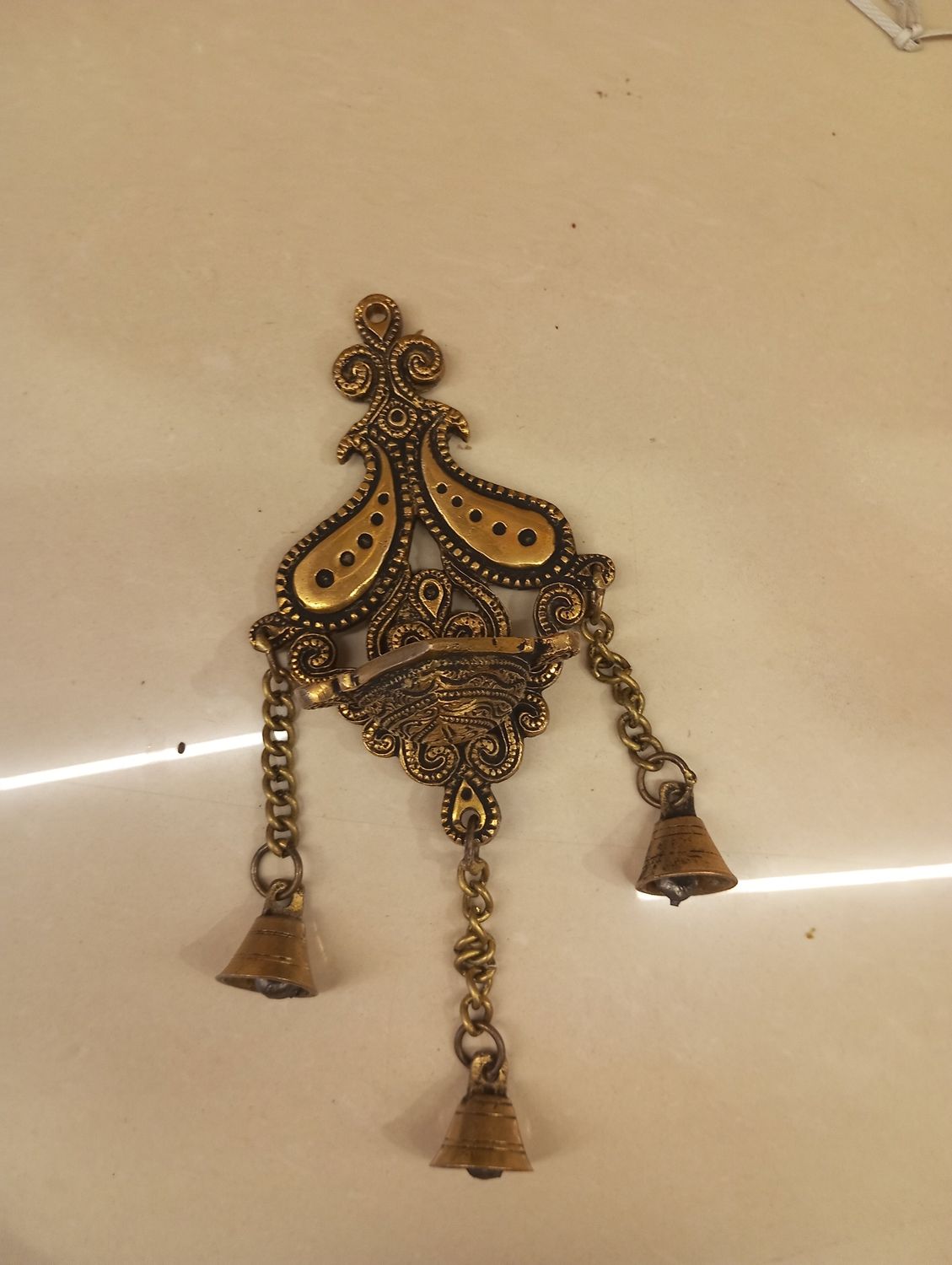 Brass Hanging lamp with bell - 1