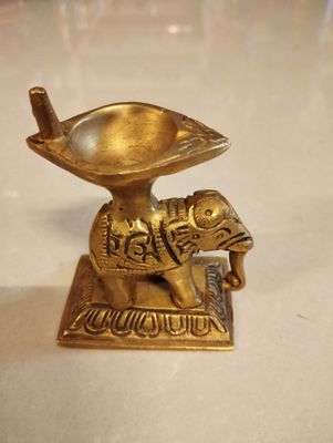 Brass elephant diya