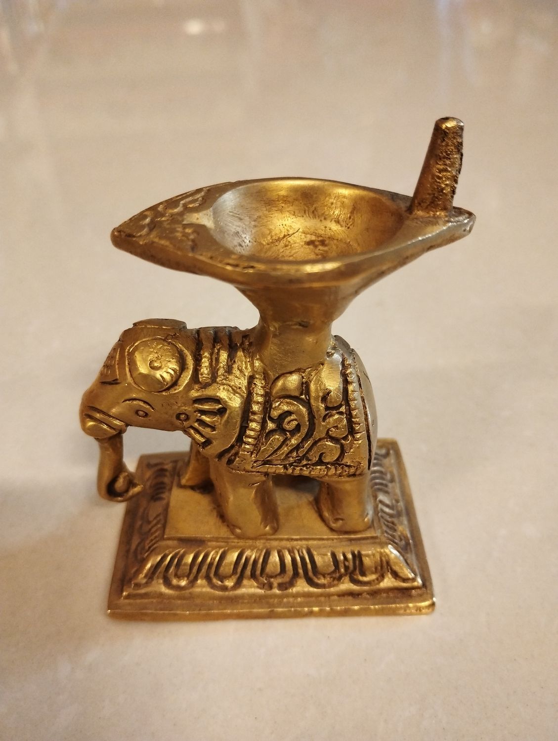 Brass elephant diya