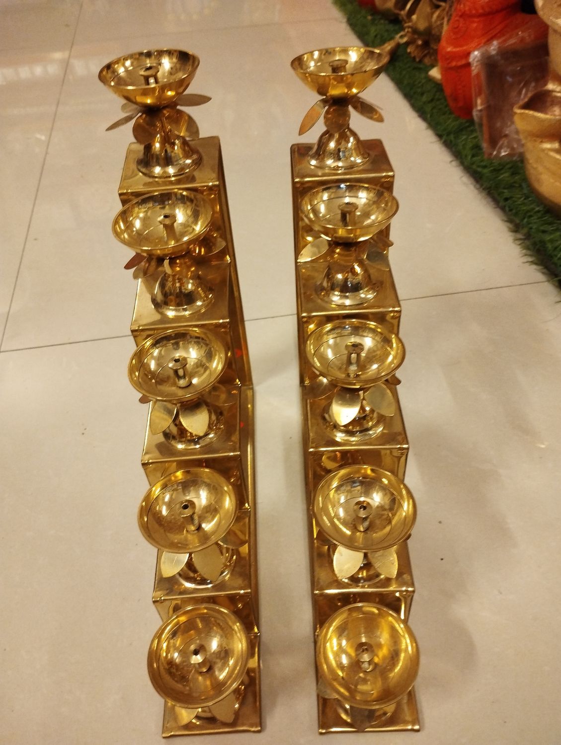 Brass 5 steps diya (pair)