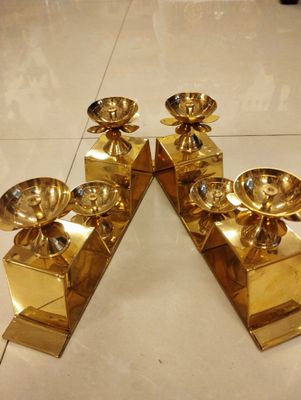 Brass fancy 3 step diya (pair)