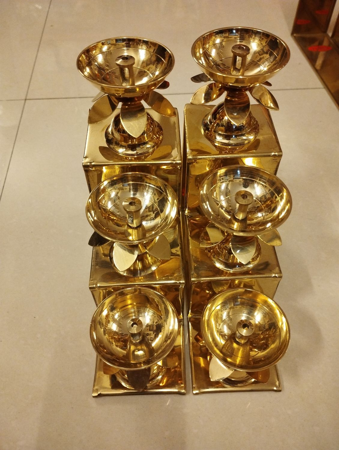Brass 3 steps diya (pair)