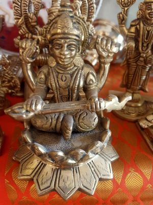 Brass Saraswati idol