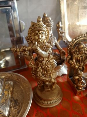 Brass krishna idol