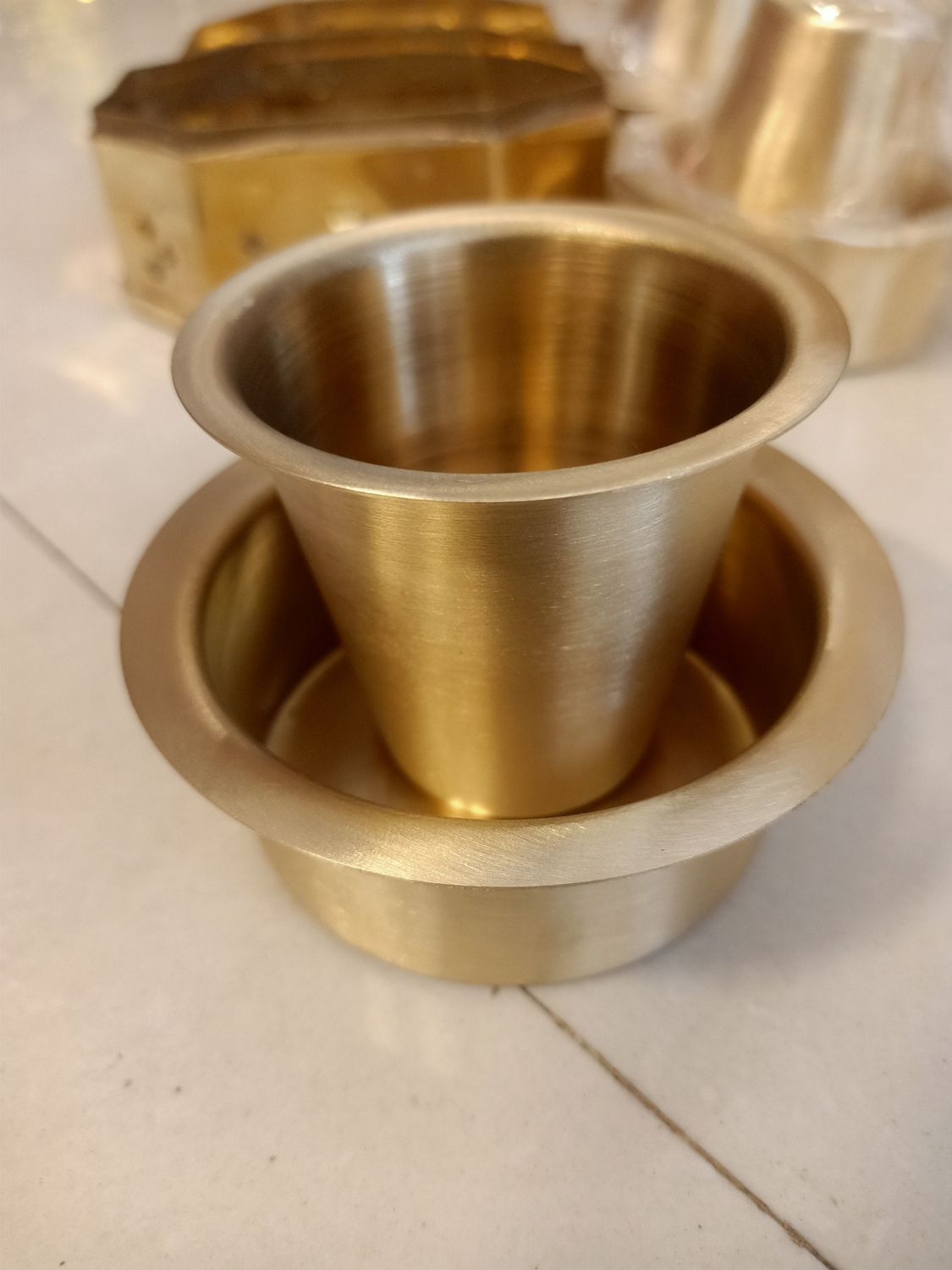 Brass coffee tumbler &amp; glass