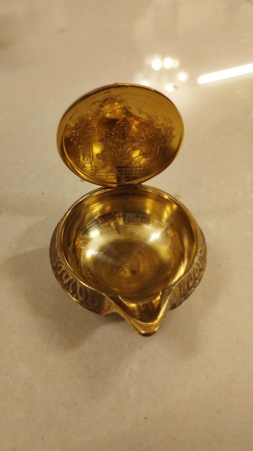 Brass kubera ganesha diya small