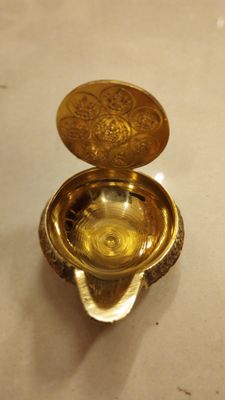 Brass kubera Gajalakshmi diya small