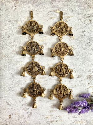 Brass Astalakshmi wall hanging with bell