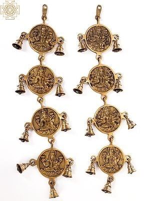 Brass Astalakshmi wall hanging with bell