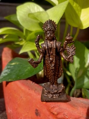 Copper dhanavantri idol