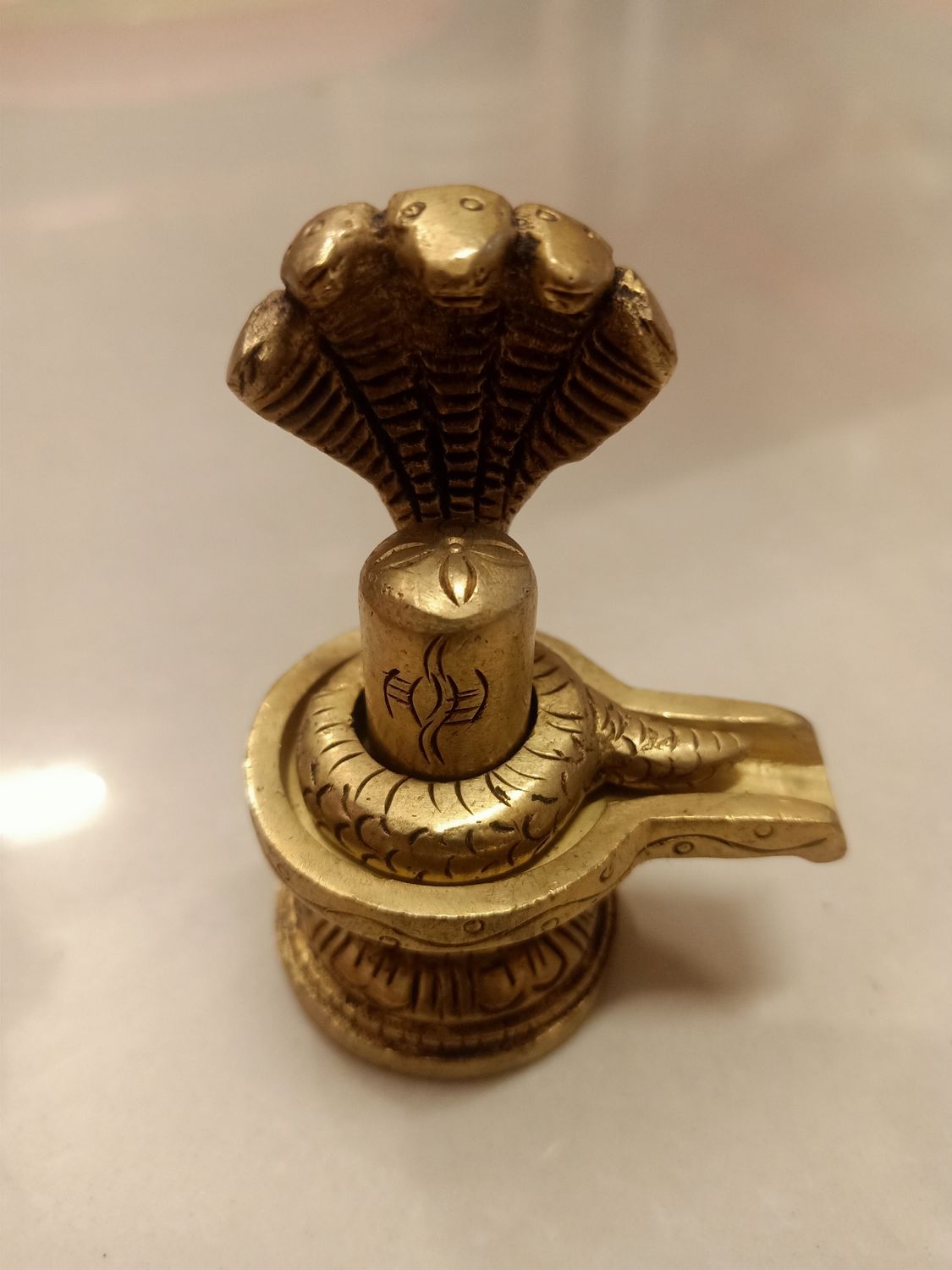 Brass Shiv linga with 5face snake