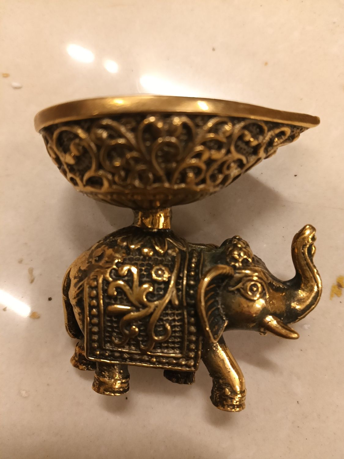Brass elephant diya