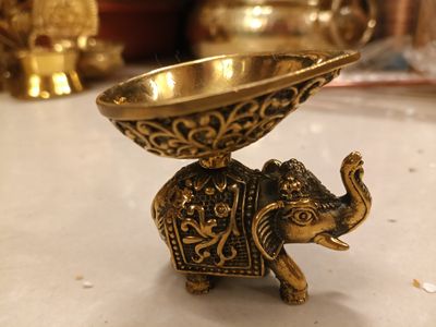 Brass elephant diya