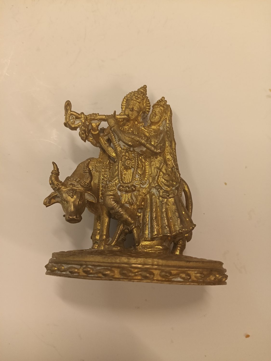 Brass cow radha krishna