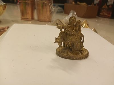 Brass cow radha krishna