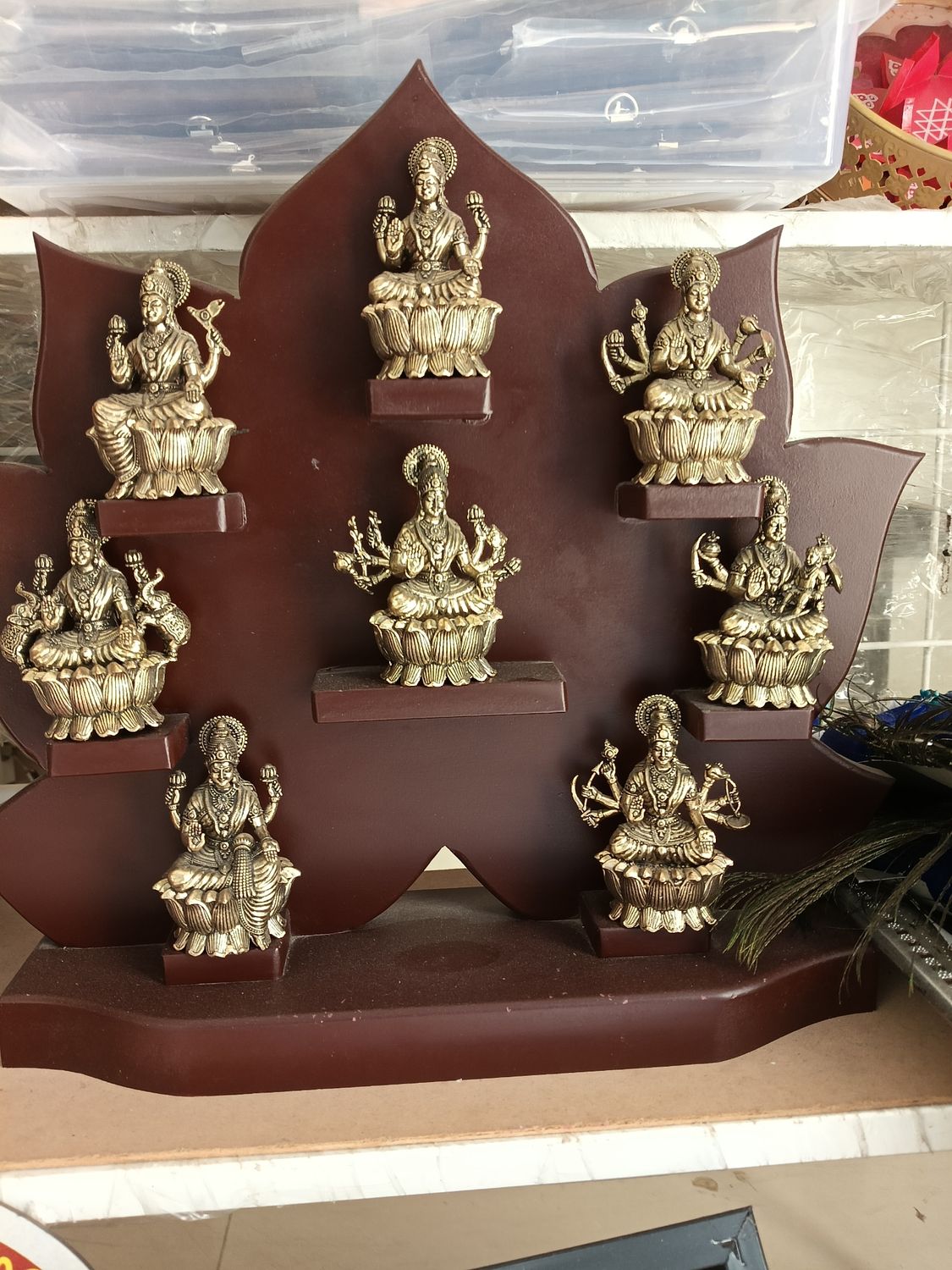 Brass asthalakshmi set with stand