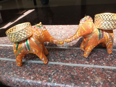 Elephants with diya holder