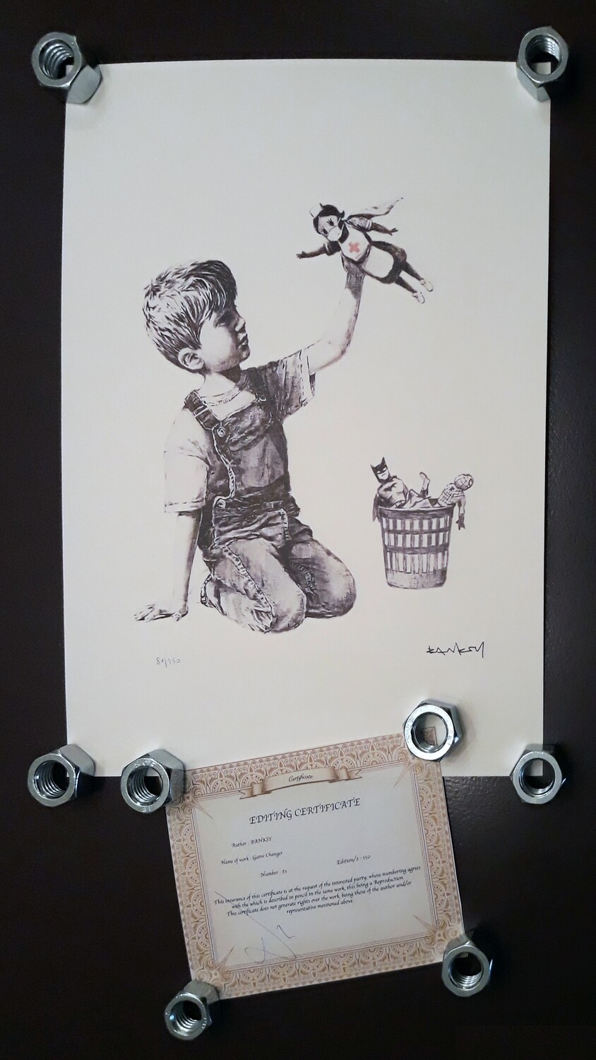 Banksy (Attributed) Game Changer NHS ART PRINT Limited Edition 81/150 w/COA (#0255)