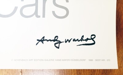 ​Andy Warhol Poster "Cars" "400 Tourenwagen" Stamped 1988 (#0470)