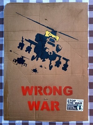 Cardboard 'Yellow Chopper Wrong War' Anti Iraq War London Demonstration 2003  - Banksy Attributed - (#0486)
