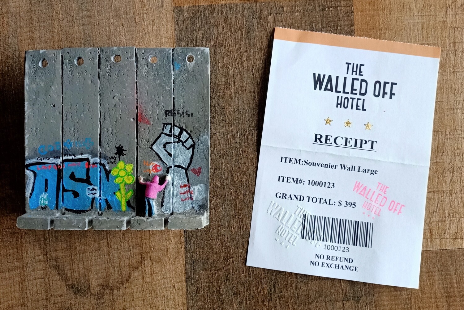 Banksy (Attributed) &quot;Free Pallestina Resist&quot; Wall Section Sculpture w/Receipt (#0526)