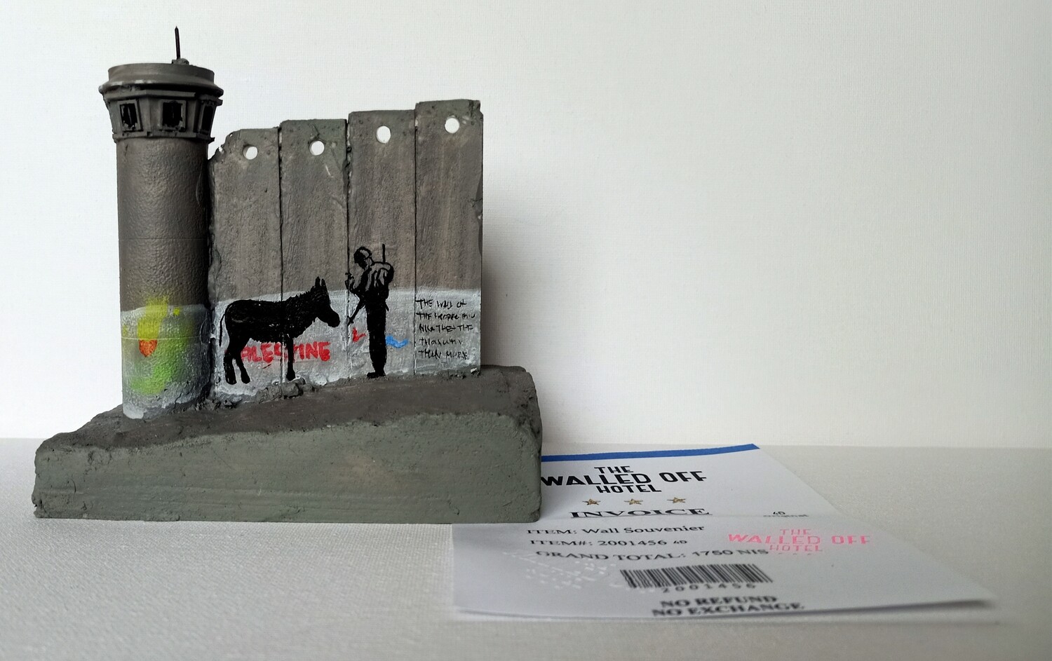 Banksy (Attributed) &#39;Palestina&#39; Walled Off Hotel Wall Section Sculpture w/Receipt​ (#0558)