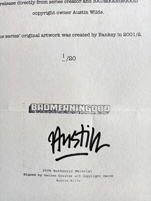 Badmeaningood - Bnaksy - Poster Peanut Butter Wolf + Sticker - Austin Wilde - LE of 20 ex. (#0579)