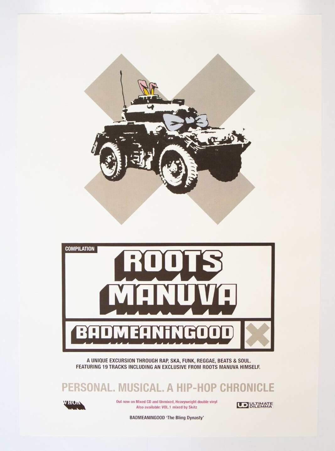 Badmeaningood  - Banksy - Poster Roots Manuva + Sticker - Austin Wilde - LE of 20 ex. (#0578)