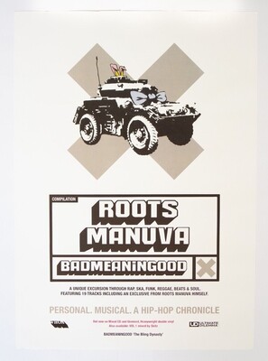 Badmeaningood  - Banksy - Poster Roots Manuva + Sticker - Austin Wilde - LE of 20 ex. (#0578)