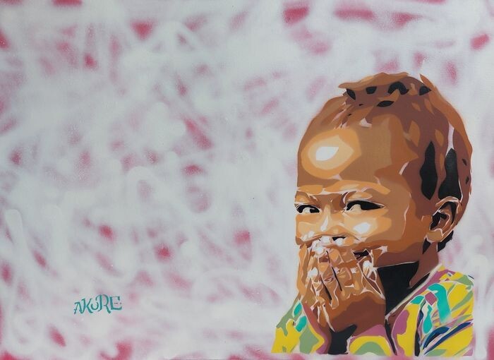 Akore &#39;Smiles From Africa&#39; MixedMedia Signed w/COA (#0462)