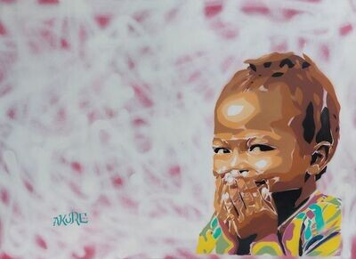 Akore &#39;Smiles From Africa&#39; MixedMedia Signed w/COA (#0462)