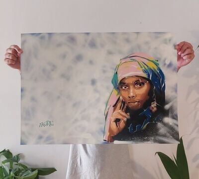 Akore "Refugees are human II'' MixedMedia Signed w/COA (#0465)