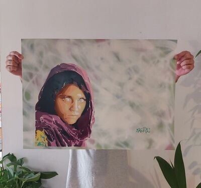 AKORE "The Afghan girl'' MixedMedia Signed w/COA (#0464)