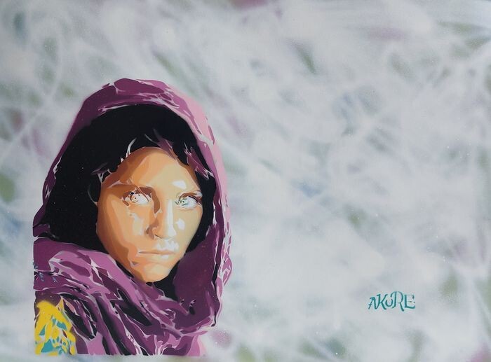 AKORE &quot;The Afghan girl&#39;&#39; MixedMedia Signed w/COA (#0464)