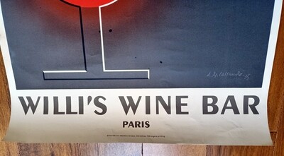 AM Cassandre Willi's Wine Bar Paris Poster 1984 (#0438)